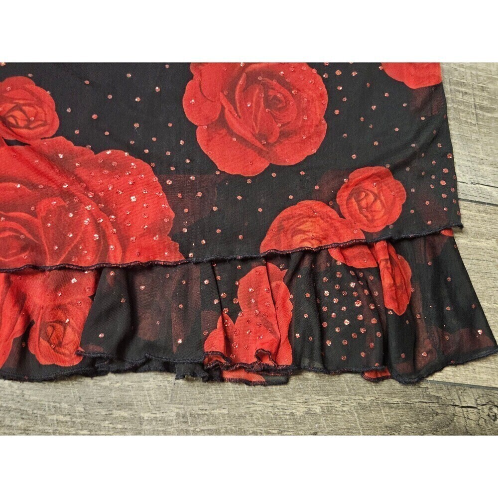 IZ Byer California Vintage Rose Ruffle Skirt - Picture 4 of 8